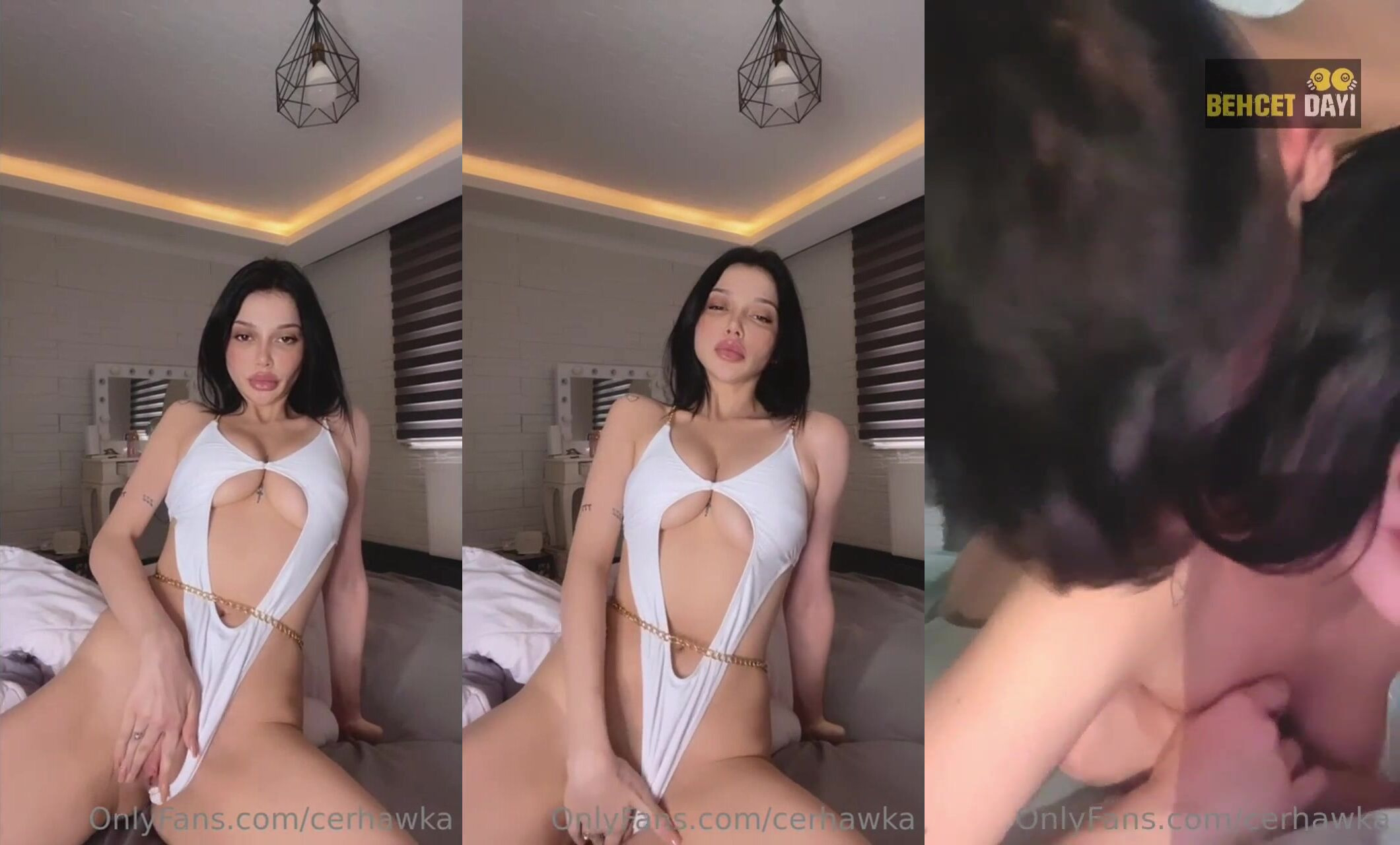 Cerhawka Beyaz Bodysuit'te Amını Okşuyor Sonra Yarak Yiyip Emiyor