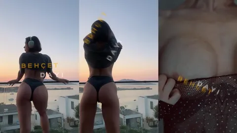 Betül Babacan Gün Batımında Kıçını Sergiliyor Kulaklıkla Poz Veriyor