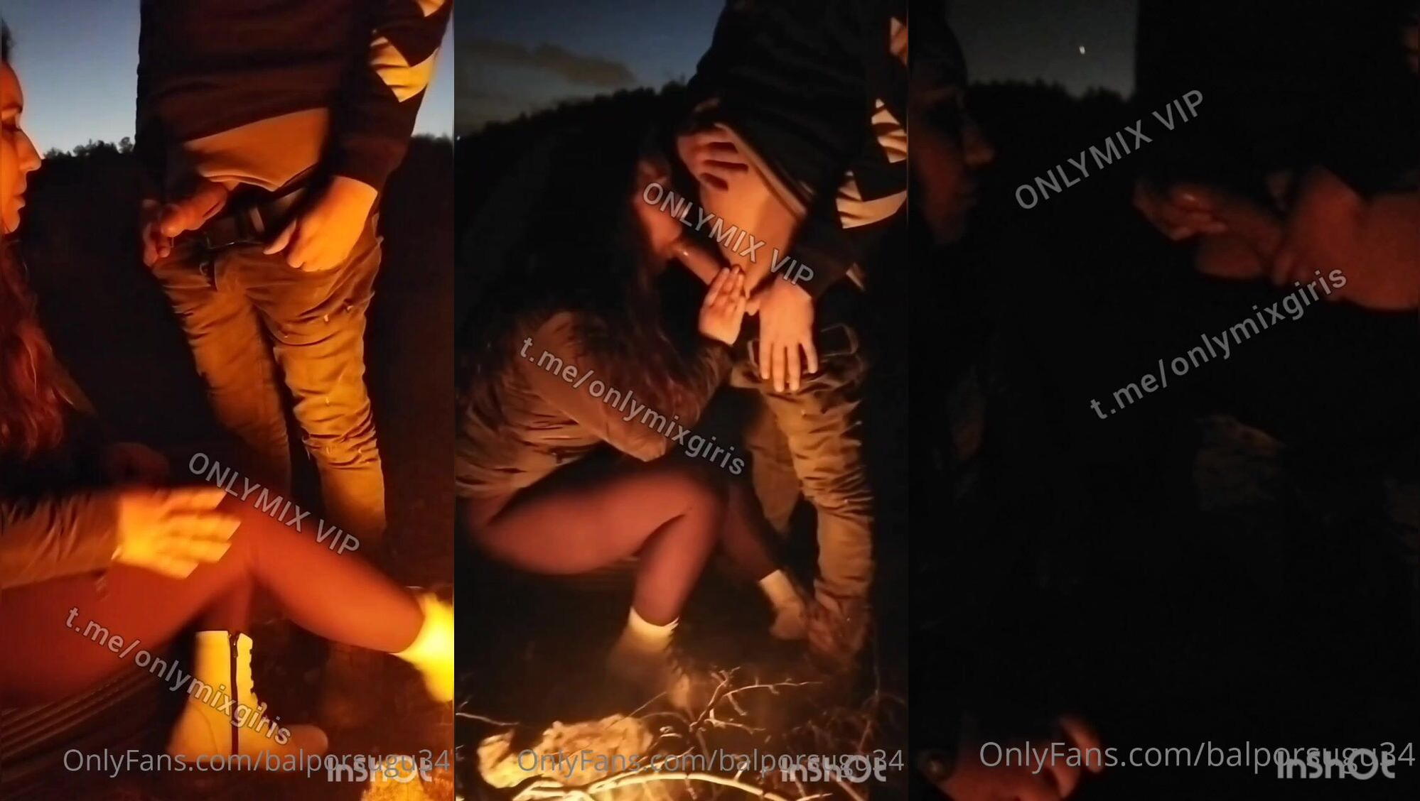 Bal Porsuğu Kamp Ateşi Yanında Sakso Çekiyor Yarağı Yalıyor Ağzına Alıyor