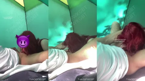 Kırmızı Saçlı Bal Porsuğu Çadırda Yarağı Yalayıp Ağzına Alıyor