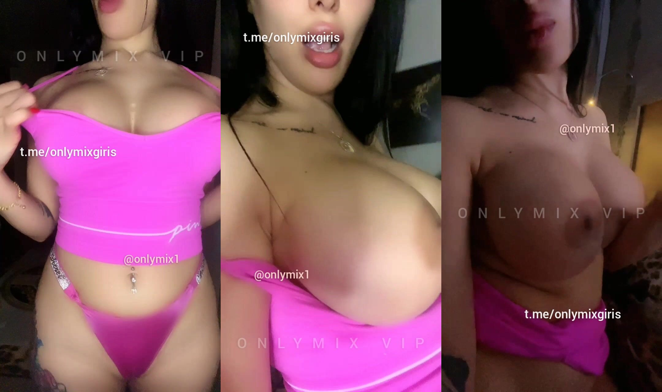 Tango Leopar Pembe Üstte Dildo Yalayıp Memeleri Açıyor