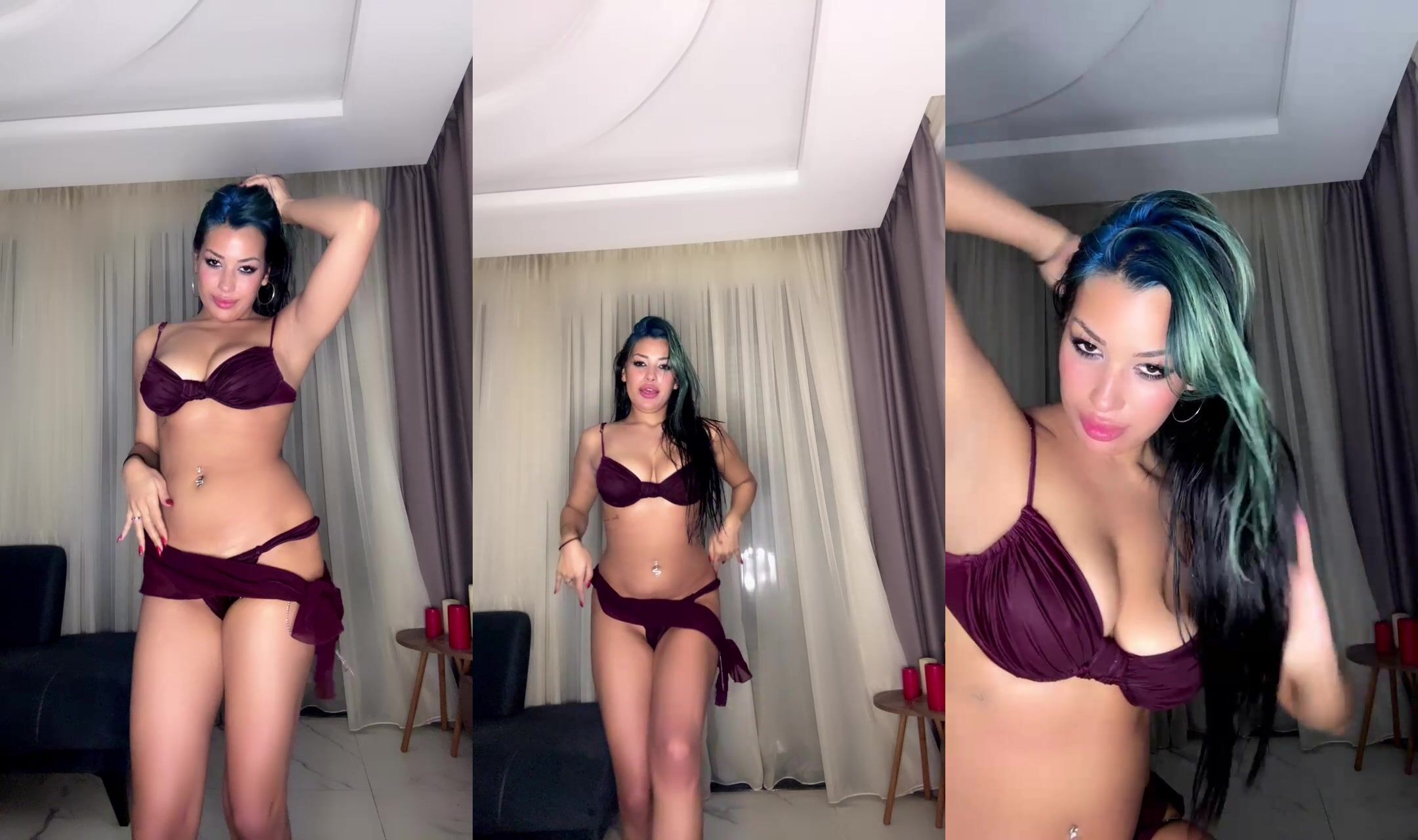Tango Serenay Okay Seksi İç Çamaşırıyla Dans Edip Poz Veriyor