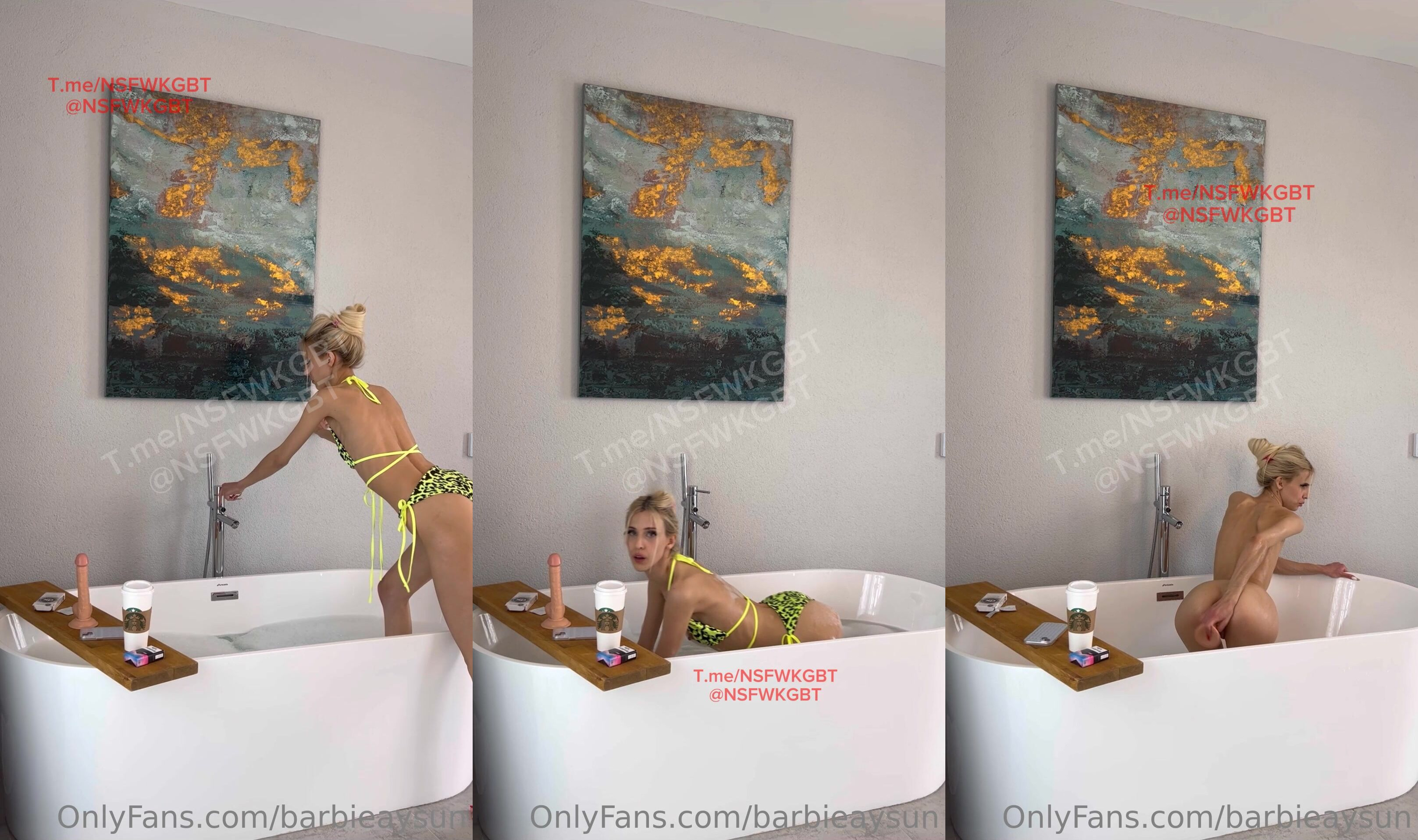 Barbie Aysu küvette dildo ile oynuyor