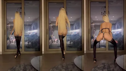 Barbie Aysu seksi çamaşırla pencere önünde kalçalarını sallıyor