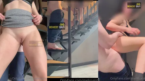 melisaist merdivenlerde amını açıp sevgilisiyle sikişiyor