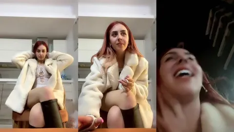 Semfunny beyaz hafif transparan elbisesiyle meme uclarına doyuruyor