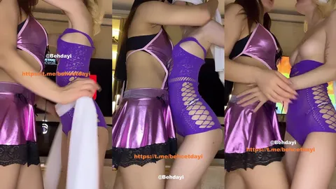 Tango Arden ve esmer hatun mor kıyafetlerle birbirini yalıyor