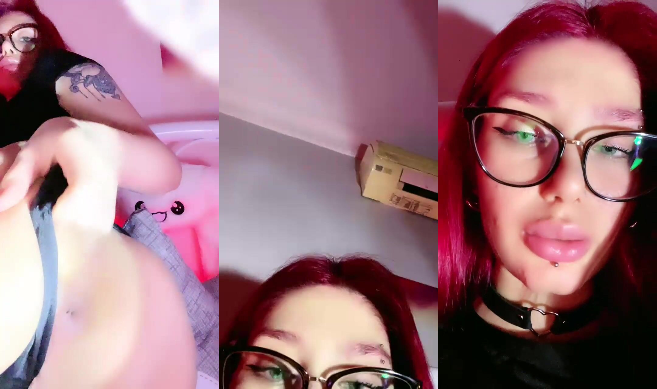 Mericeyn Tango'nun kırmızı saçlı webcam şovu dudaklarını yalatıyor