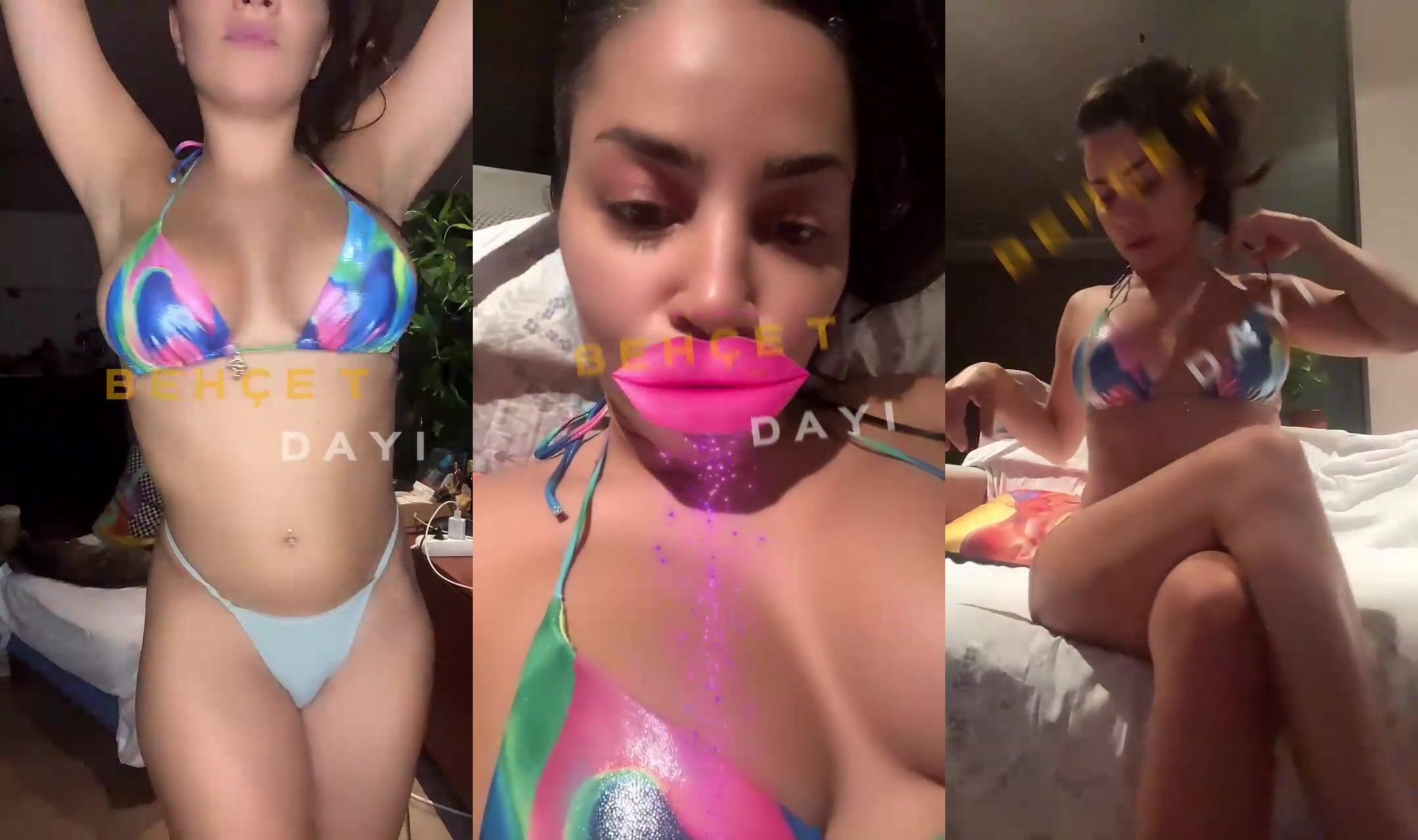 Serpil Cansız bikiniyle yatakta ateşli şov yapıyor