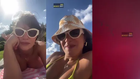 Serpil Cansız havuz kenarında bikinisini çıkarıp azdırıcı pozlar veriyor