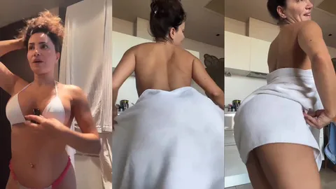 Serpil Cansız havluyu indirip götünü sallıyor mutfakta