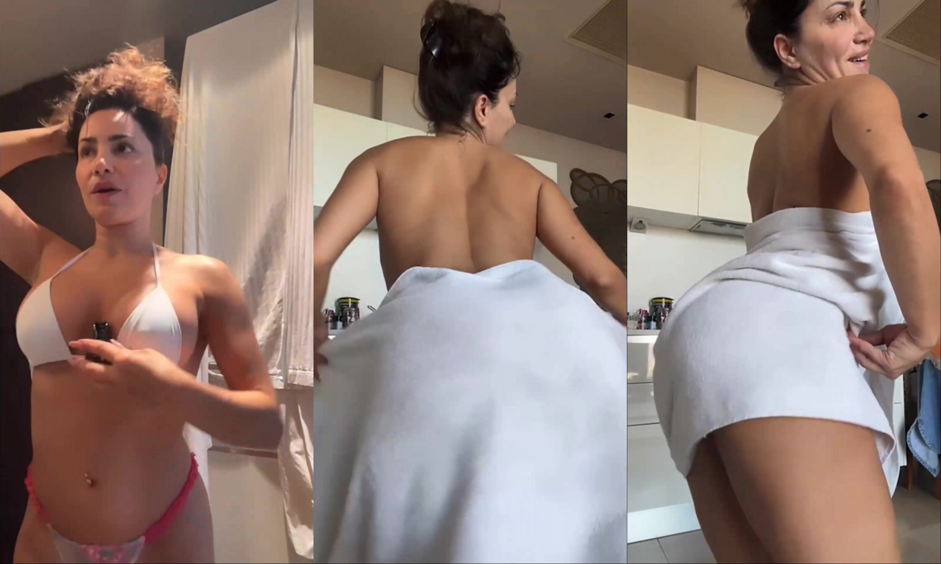 Serpil Cansız havluyu indirip götünü sallıyor mutfakta