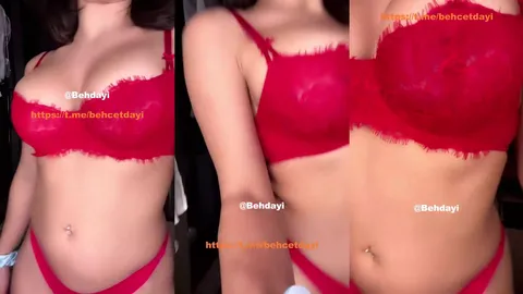 Serpil Cansız kırmızı tangada kalçalarını sallıyor