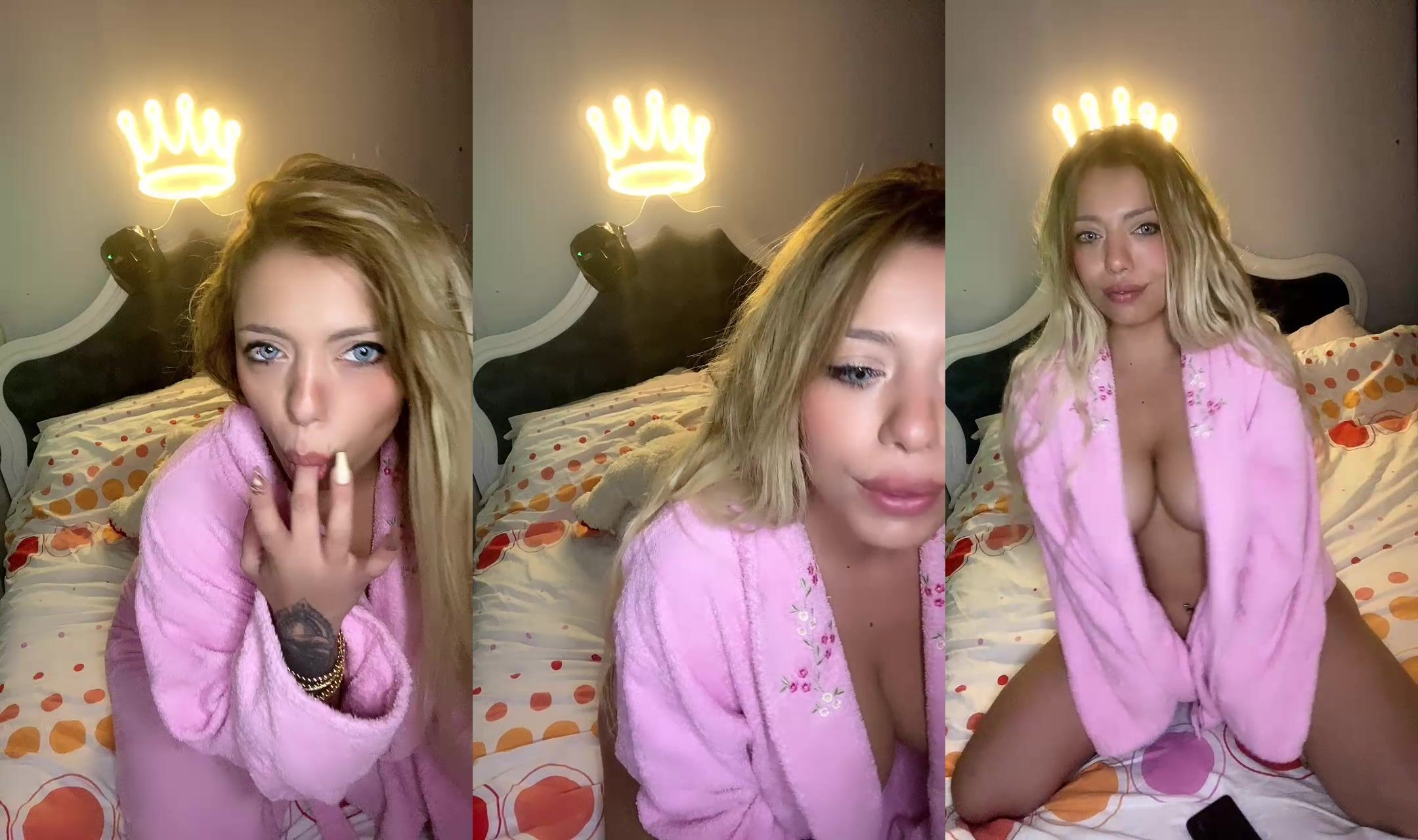 Tango açelya pembe robesinde yatakta telefonla azgınlaşıyor