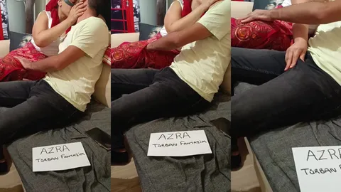 Azra Cuckold türbanlı fantezisinde adamı elle boşaltıyor