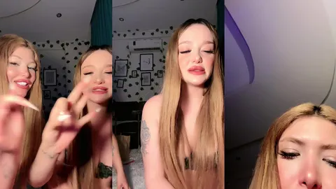 ceyda aria ve arkadaşı webcamde dillerini çıkarıp poz veriyor