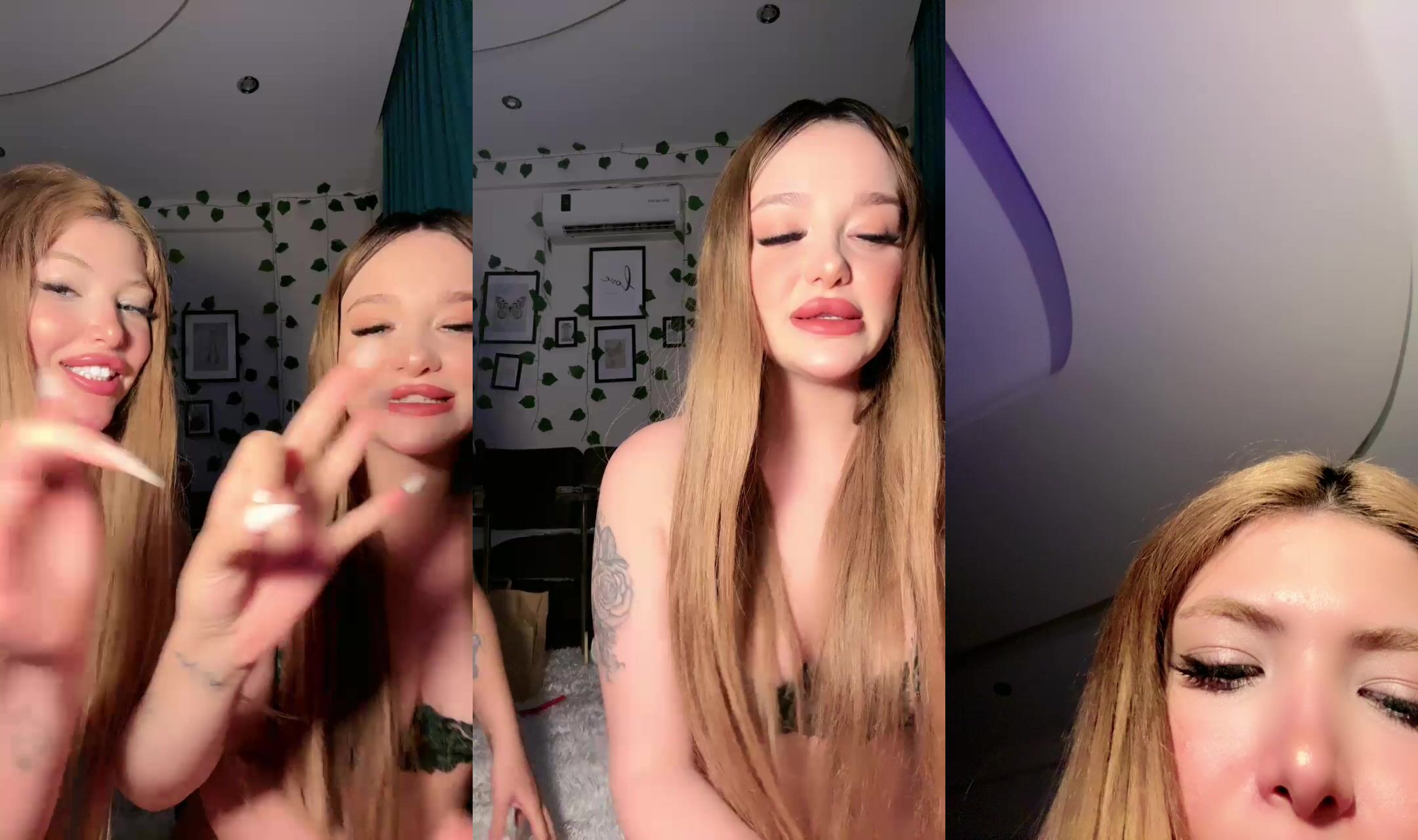 ceyda aria ve arkadaşı webcamde dillerini çıkarıp poz veriyor