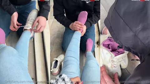 He became a footstool for me while sniffing my sneakers and sweaty socks