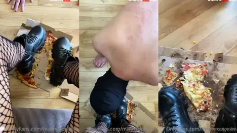 Feeding my slave with an old dusty dirty boots