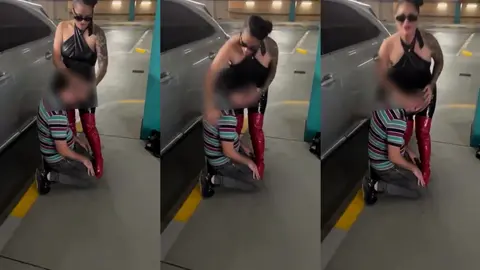 Kapalı otoparkta köle tokatlama