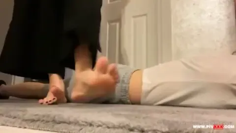 Trample session with female slave