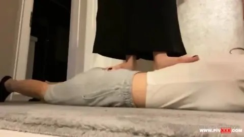 Trample session with female slave