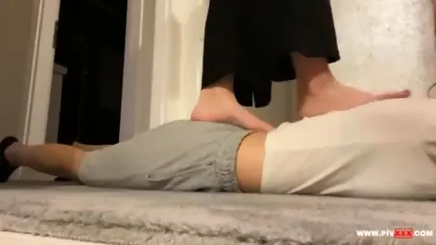 Trample session with female slave