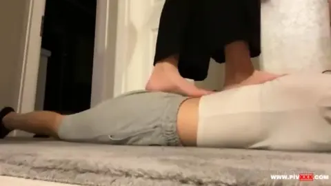 Trample session with female slave