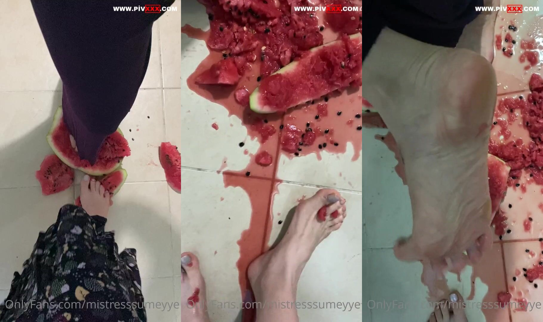 Fruit crush video with double mistress