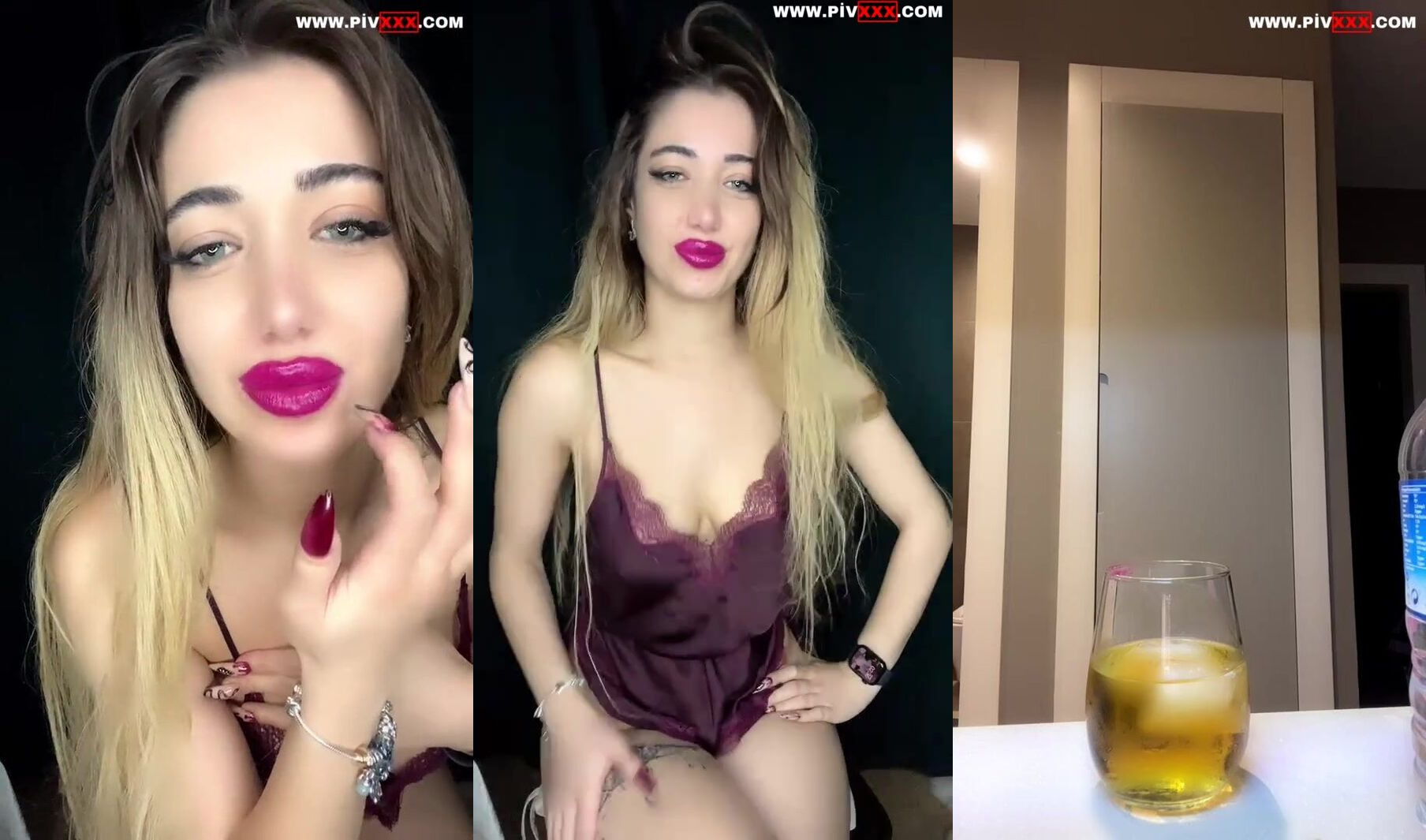 Benpoine Ifşa Seksi Gecelikli Alkollü Canlı Yayınını Seyret